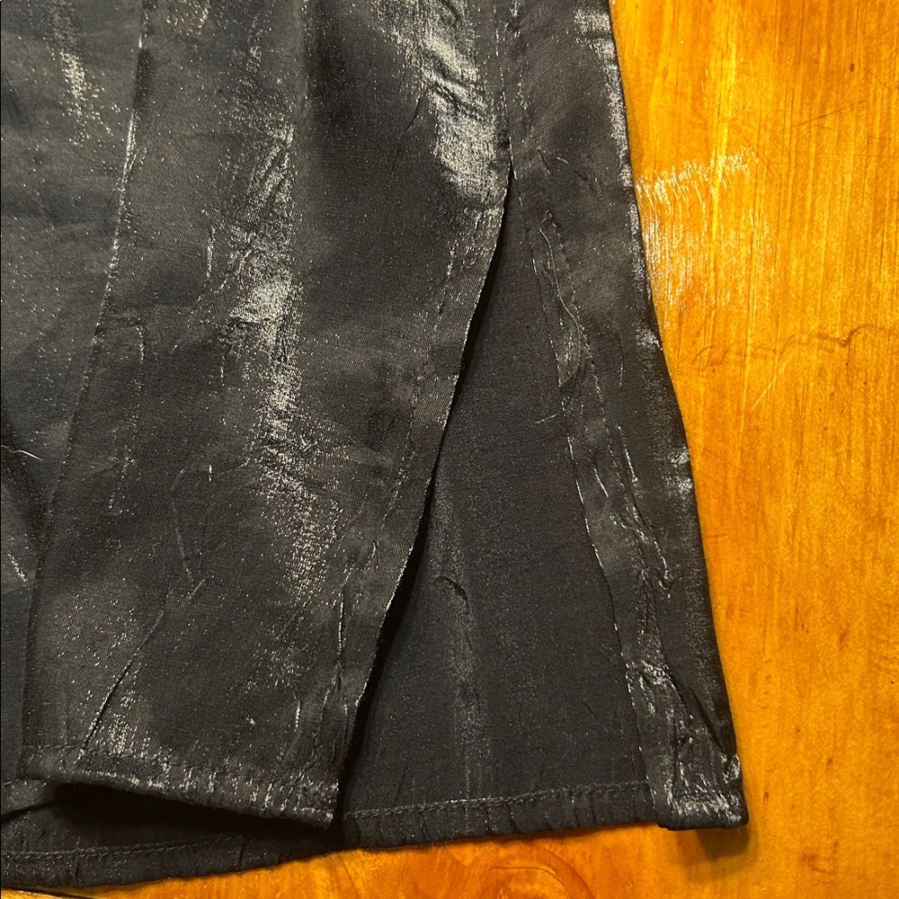 Modern Essentials Black Iridescent Metallic Button Front Shirt 90s Vintage Sz L - Picture 7 of 9